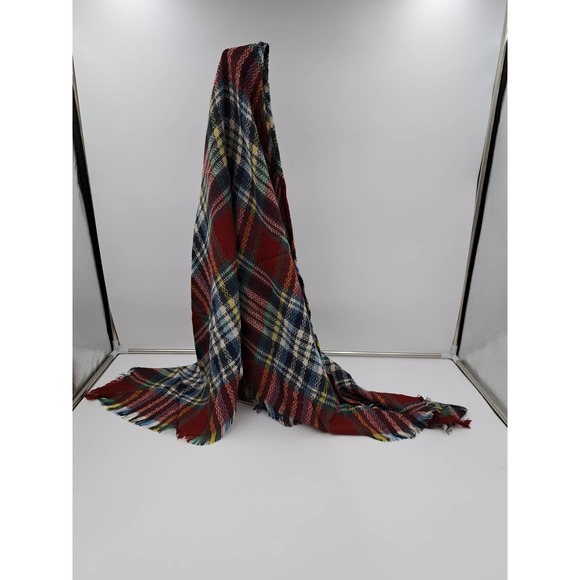 NEW Wander Agio Multicolored Plaid Scarf Wrap with fringe - Picture 2 of 7